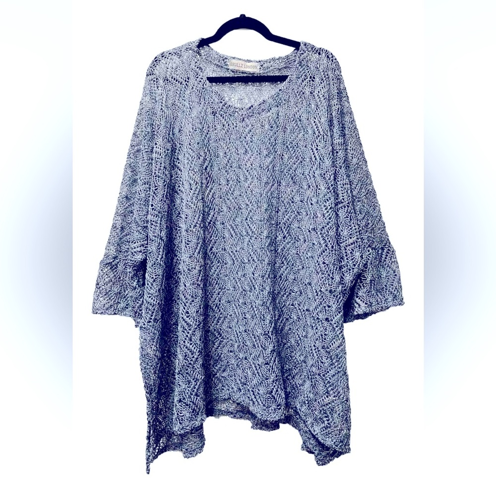 SKULLZ LONDON Art To Wear Blue Knit Lagenlook Isabelle Tunic Plus Size Chest84”